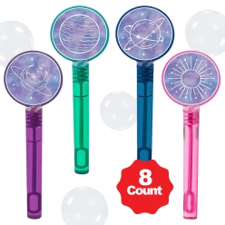 Glittering Galaxy Fancy Bubble Bottles w/Wands - 8 PACK